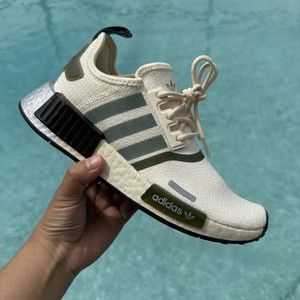 WOMENS Adidas NMD R1 Boost Shoes White Focus Olive GX6490